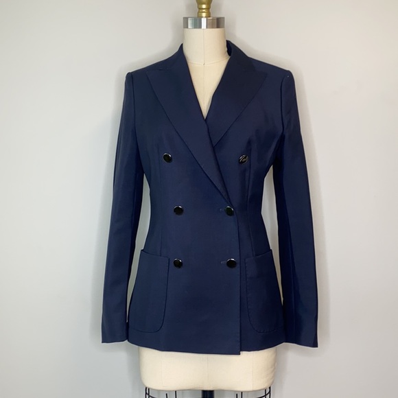 MaxMara Double Breast Navy Blazer - Picture 2 of 9